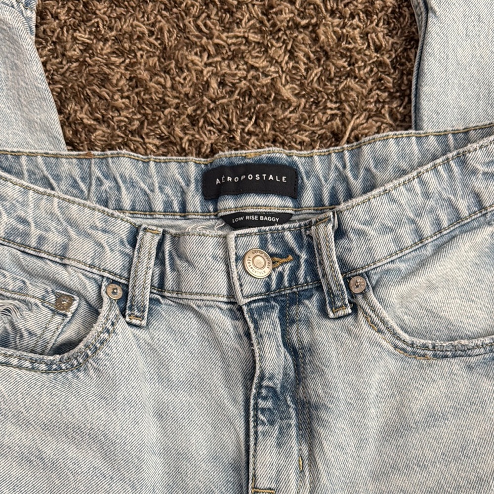 Aeropostale Sky Blue Denim Pants low rise baggy sz 4 short